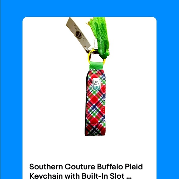 Southern Couture Buffalo Plaid Keychain with Built-In Slot for Lip Balm - Picture 1 of 3